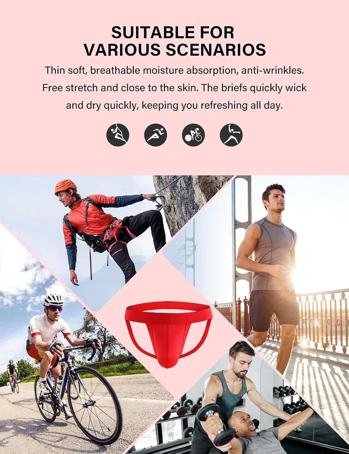 Arjen Kroos Men's Classic Solid Color Silky Jockstrap Underwear Jock Straps Athletic Supporter - Image 5