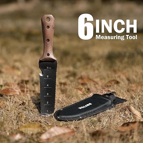 Miniatura 6 de Hori Hori - Cuchillo de jardín, herramientas de jardín con funda para desmalezar, plantar, excavar, hoja de acero inoxidable de 7 pulgadas con borde