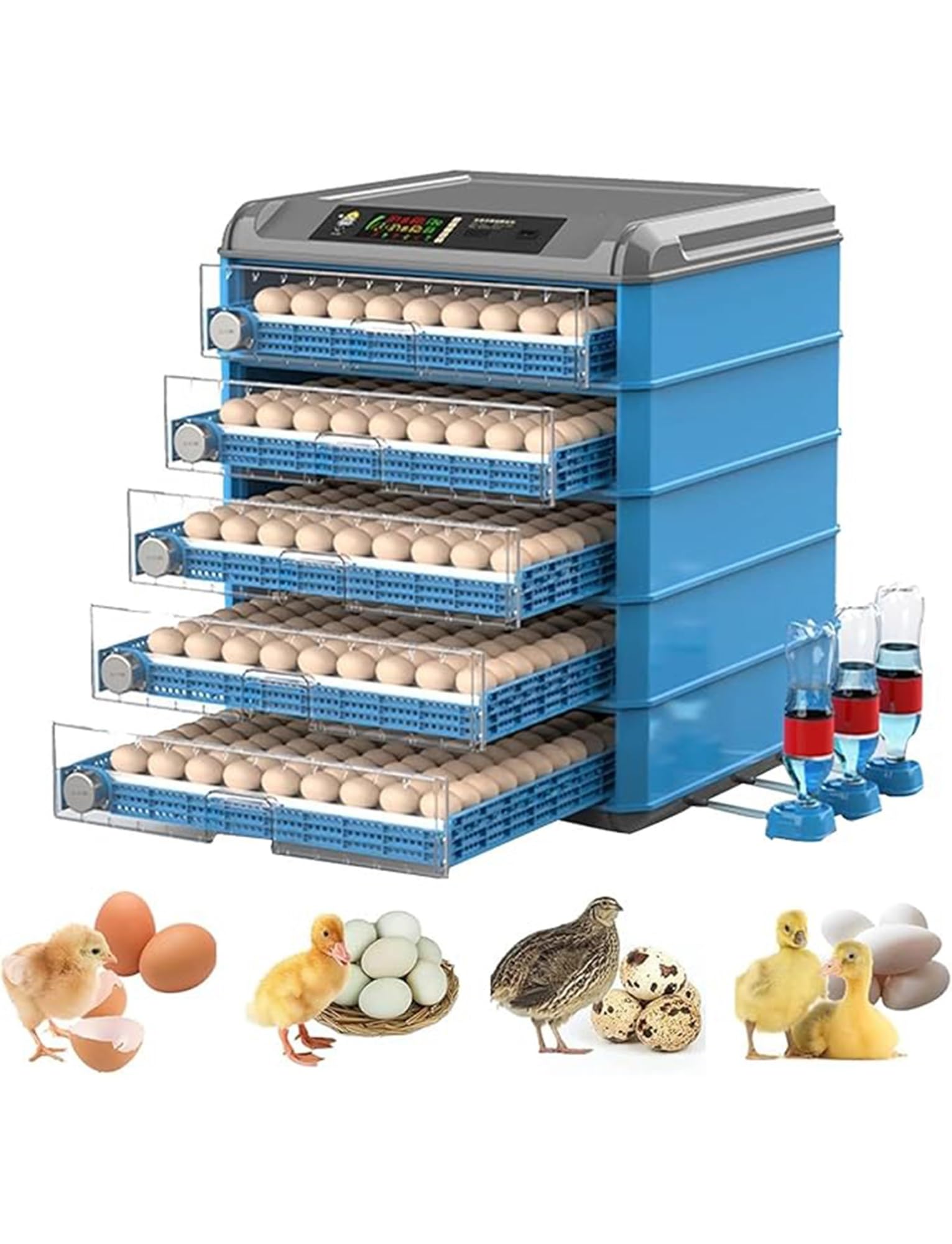 Incubadora automática de huevos con control de temperatura de humedad y visualización, máquina incubadora de aves de corral totalmente automática para pollos, codornices, uso en granja