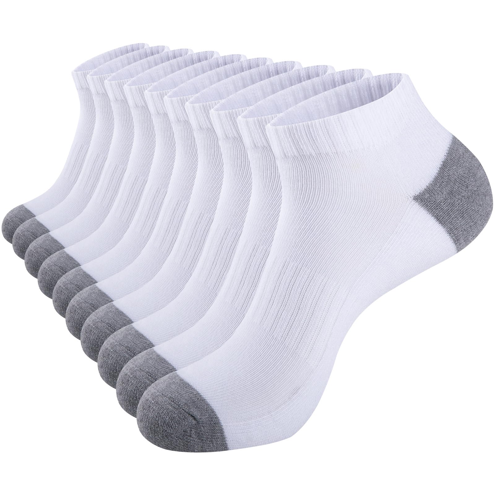 eallco 10 Pairs Mens Ankle Socks Low Cut Socks for Men Athletic Socks Breathable Cushioned Black