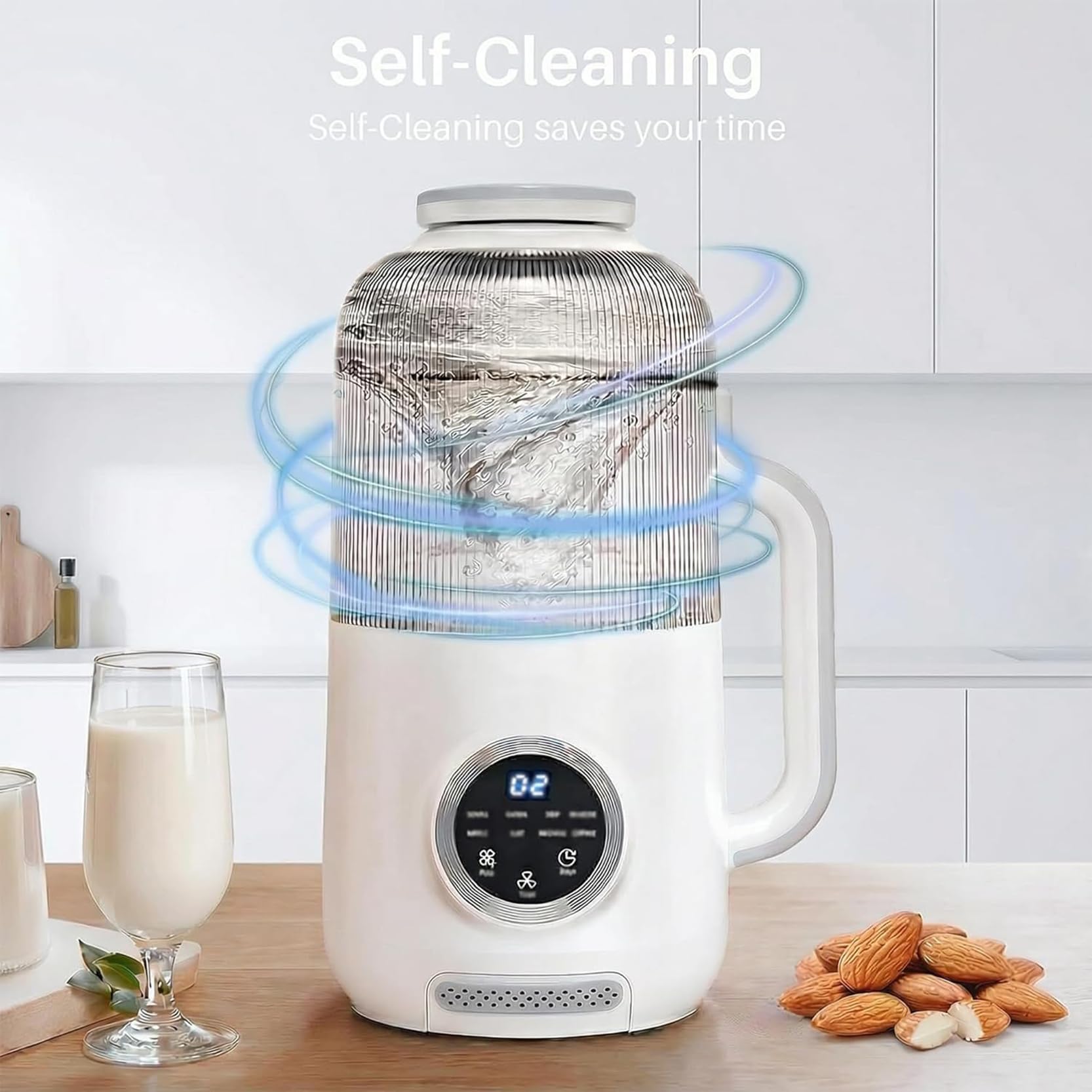Macchina per latte di soia in vetro, 1200 ml, con 10 lame, timer intelligente per 12 ore, 10 funzioni e pulizia one-touch, per 1-6 persone