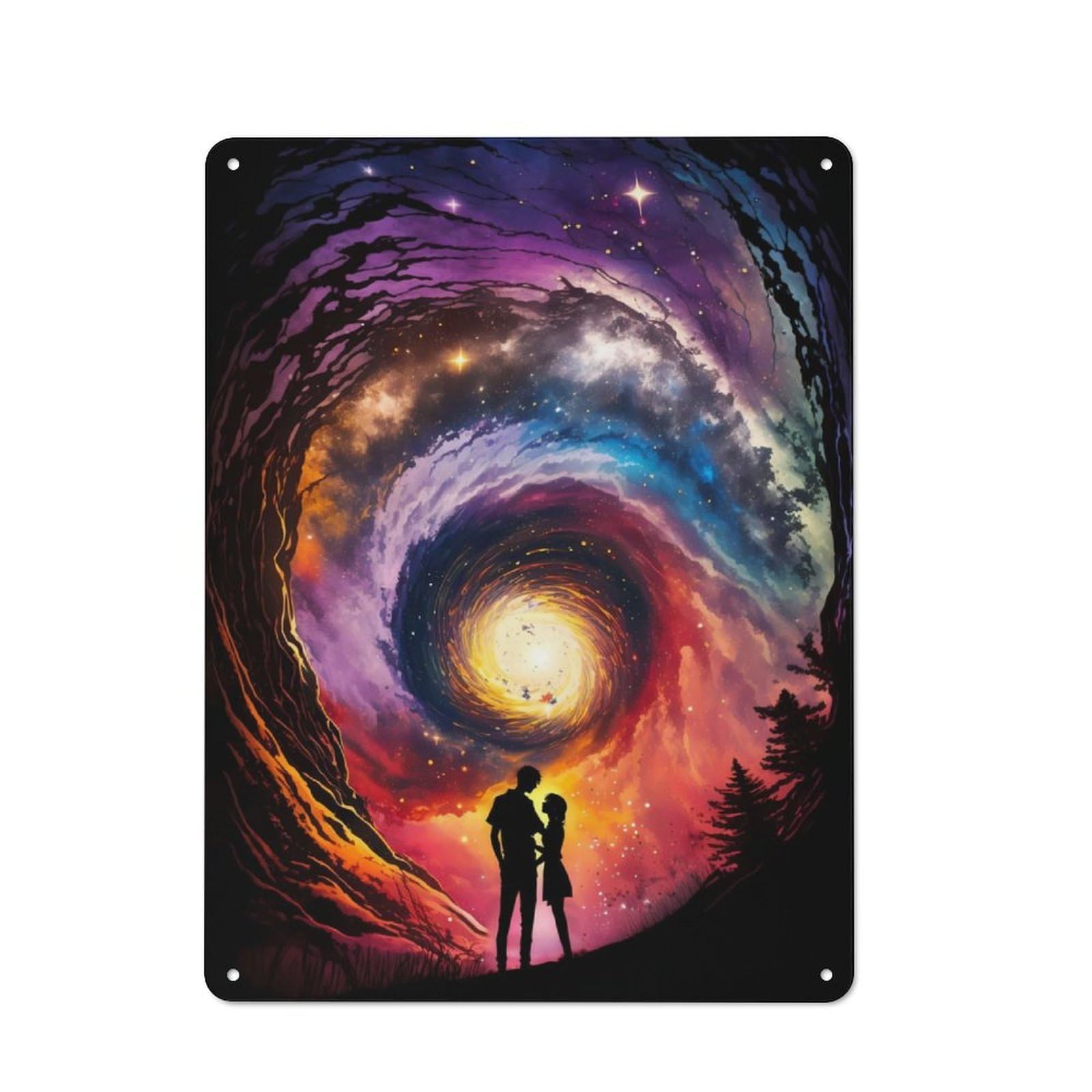 Junmoney Galactic Love Scenery Printed Metal Sign 40X30cm For Studio Or Craft Room, A Decorative Gift For A Newly Furnished Studio And Craft Room