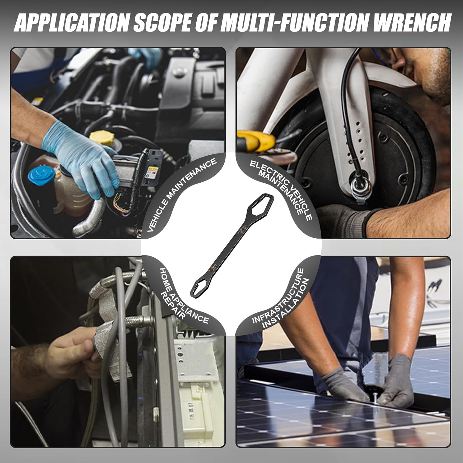 Multi Functional Self Adjustable Wrench-Mechanic Tool Set for Car Repair, Universal Hand Wrench for Home and Automotive(black)