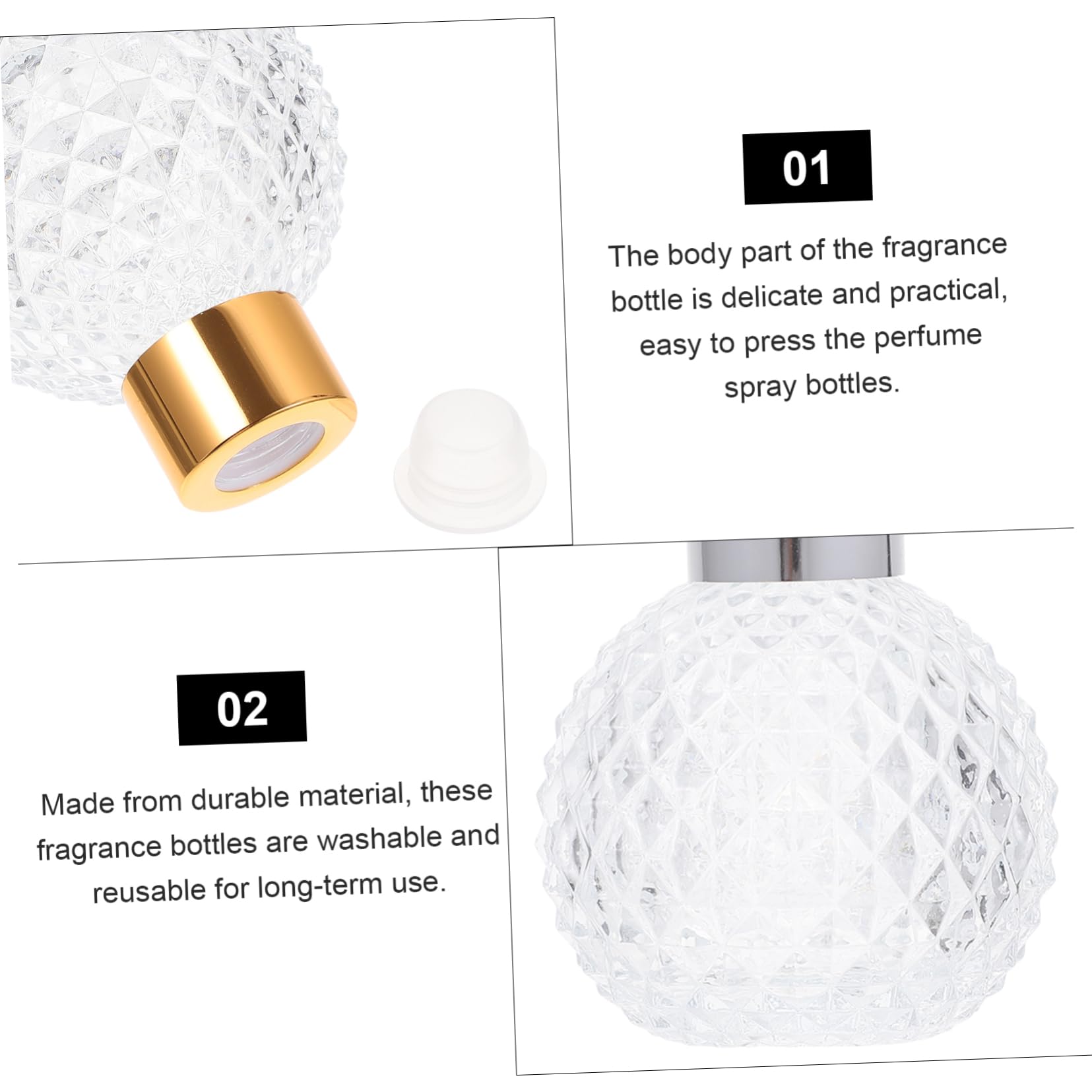 Mipcase Boccette Profumo Ricaricabili in Vetro 6 Pezzi, 100ml, Lavabili e Riutilizzabili per Oli Essenziali, Regalo di Natale Colore Casuale