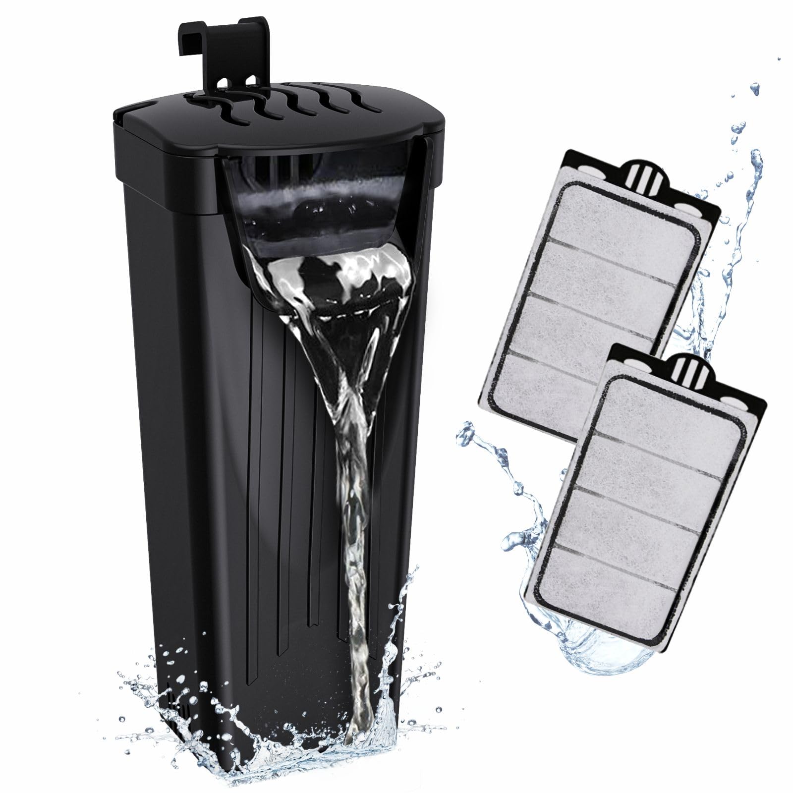 Photo 1 of GOZILLA Turtle Tank Filter 74GPH, Low Water Level Turtle Tank 3.5W Fish Tank Aquarium Filters for Small Tanks up to 15 Gallons Include 2 Replacement Cartridge.(Black)