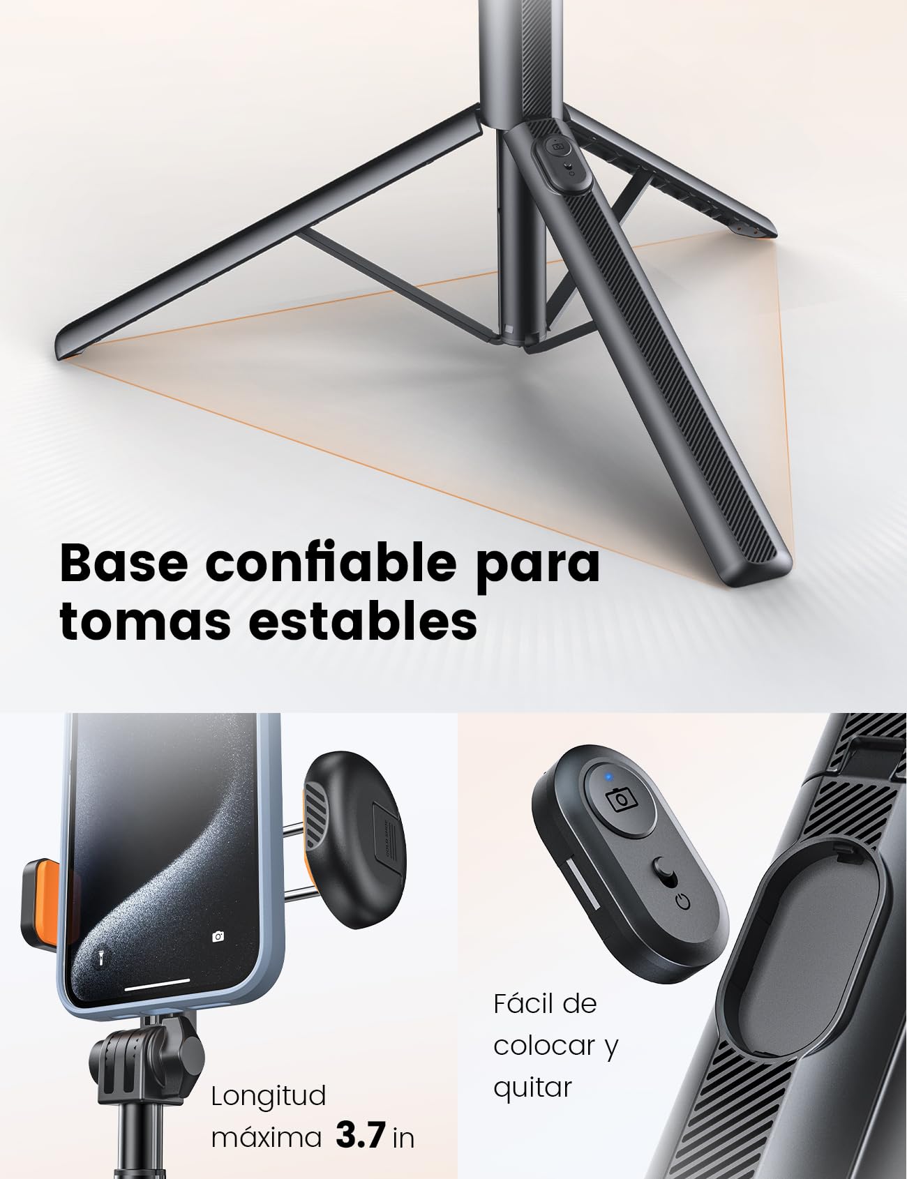 ANXRE 180cm Trípode Palo Selfie, NT79 Trípode para Movil Monopies con Control Remoto para Móvil y Cámara, Compatible con iPhone/Samsung/Gopro/Cámara (Negro)