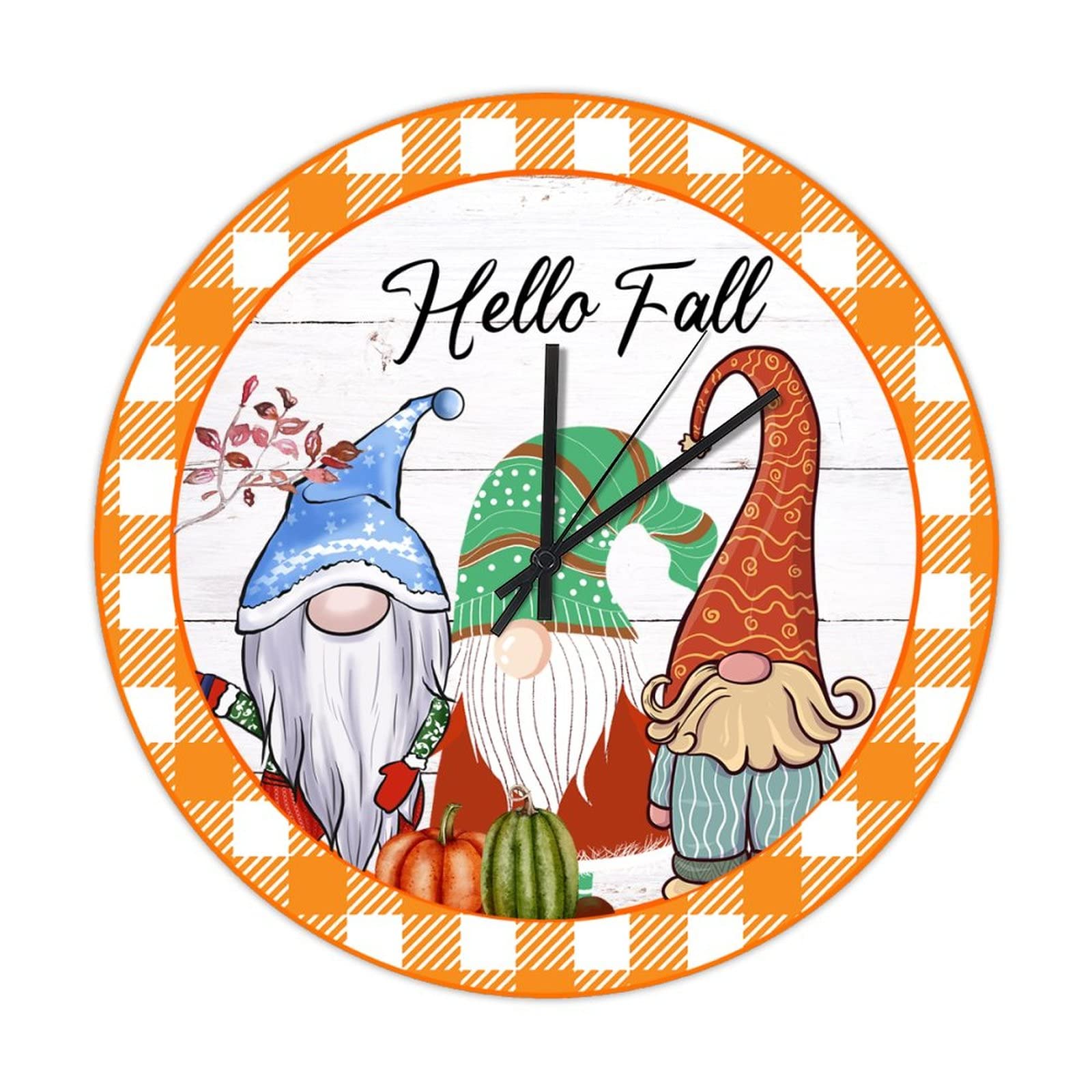 Horloge murale rétro sans tic-tac Hello Fall bois orange 38cm