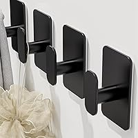 Vista 4 de Heavy Duty Self Adhesive Hooks - 26lb Max, Sticky Wall Hooks Stainless Steel for Hanging Towel, Coat, Robe, Waterproof & Rustproof Hooks Stick on