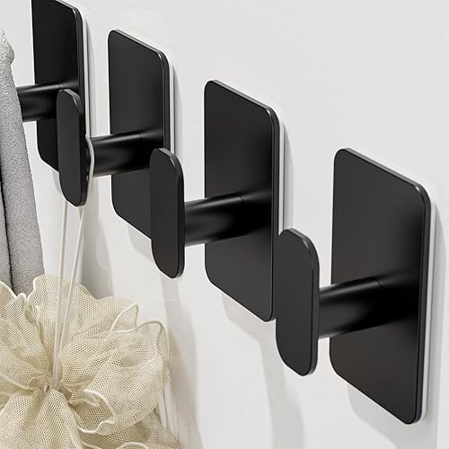 Miniatura 4 de Ganchos autoadhesivos resistentes  26 libras máximo, ganchos de pared adhesivos de acero inoxidable para colgar toallas, abrigos, batas, ganchos