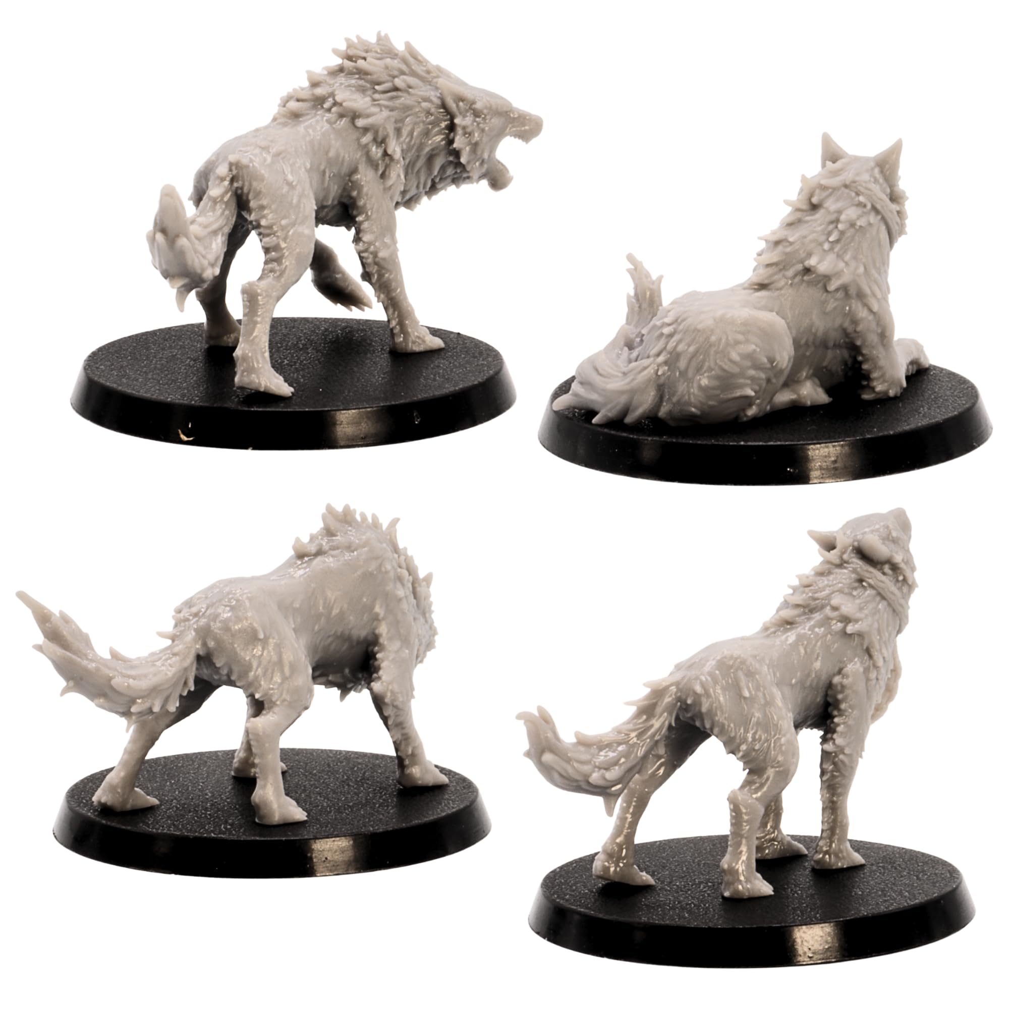 Forged Terrain Fenrir Wolf Set - 4 Miniature Wolves for Tabletop RPGs, Grey, 5cm - Image 2