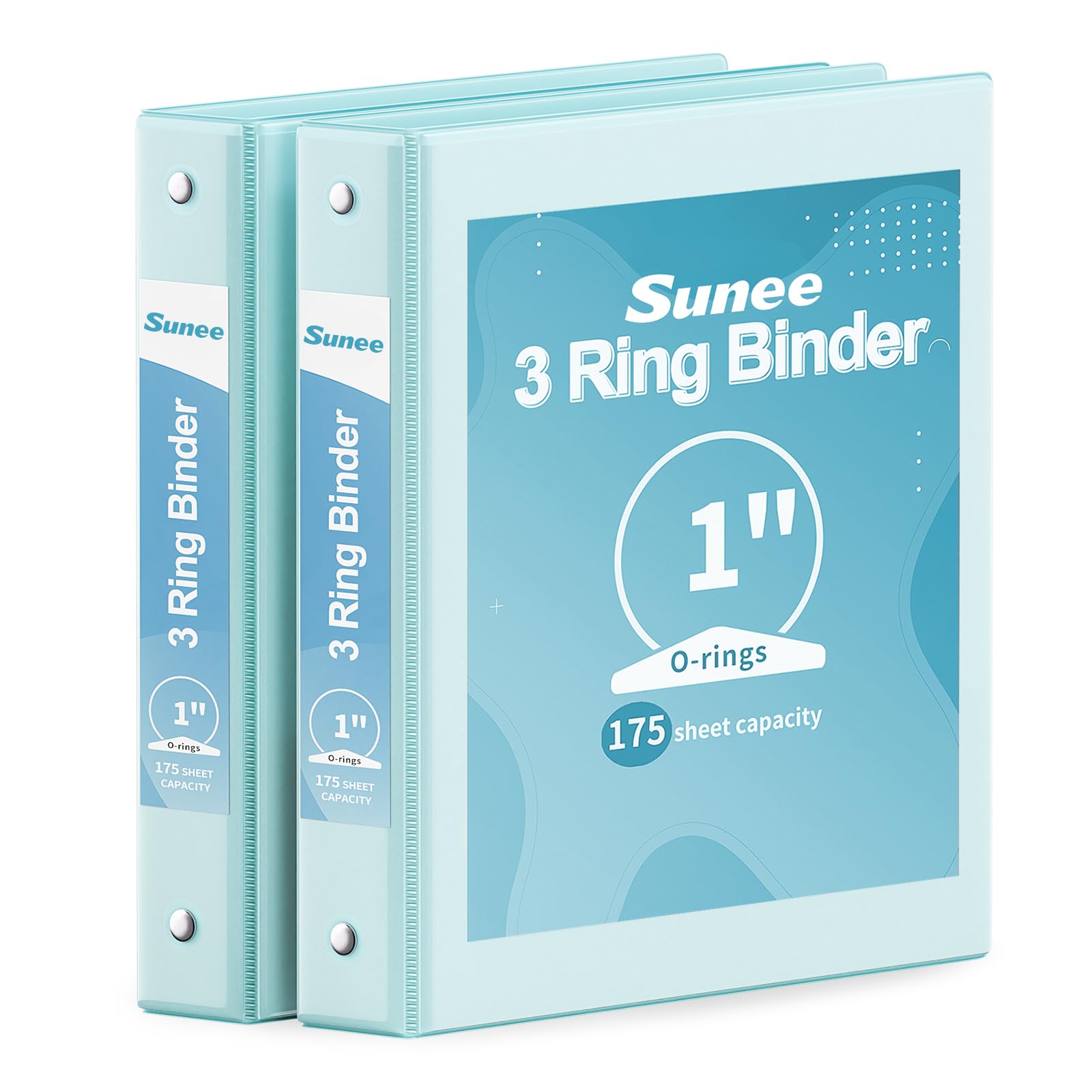 SUNEE 3 Ring Binder 1 Inch 2 Pack, Clear View Binder Three Ring PVC-Free (Fit 8.5x11 Inches) for School or Office Supplies, Blue