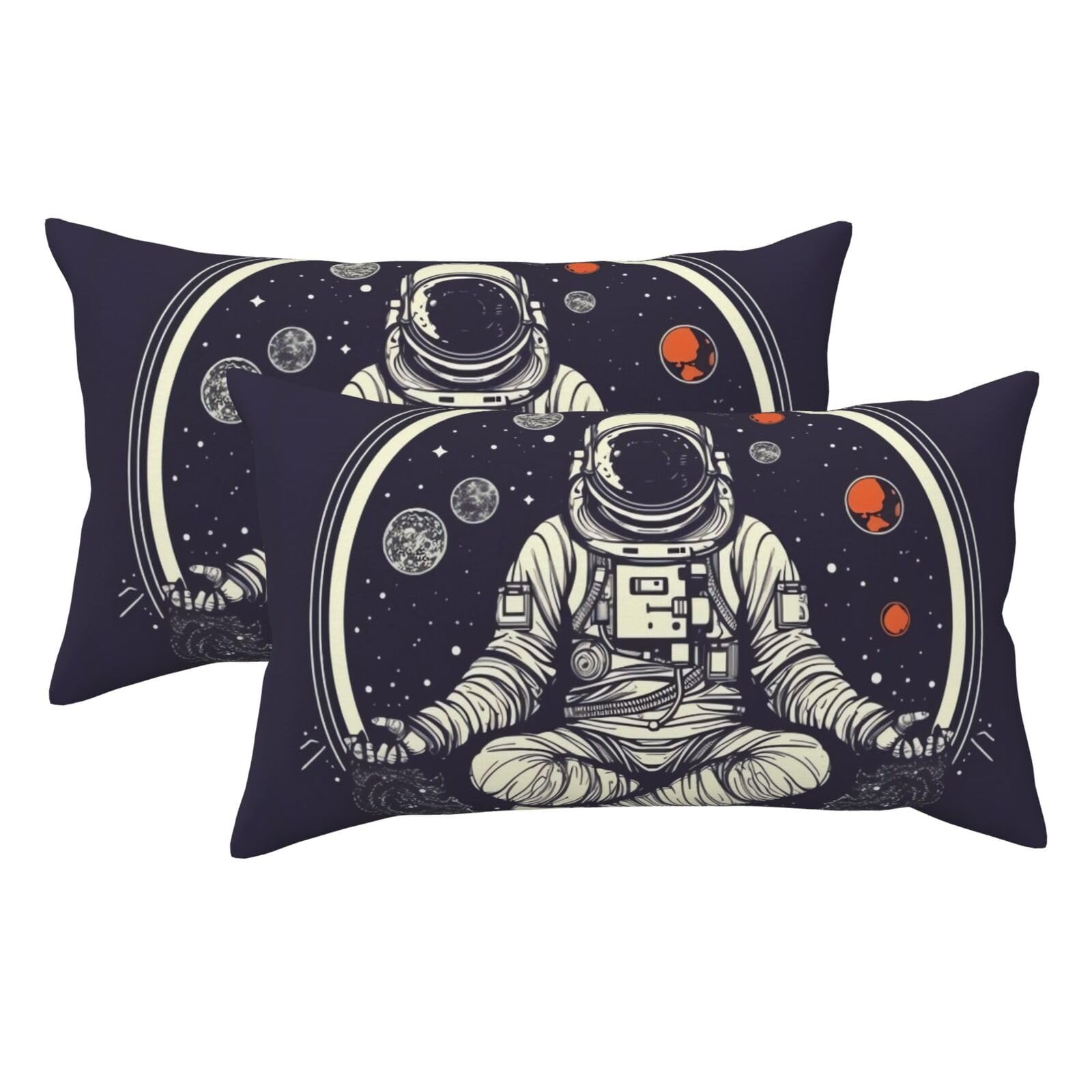 2 Pack King Pillow Cases with Hidden Zipper, Soft Breathable Pillow Covers for Hair and Skin, Astronaut Sitting in Yoga Chakra Pillowcases 20"x36" Bed Pillow Protectors Cover for Sleeping Gifts
