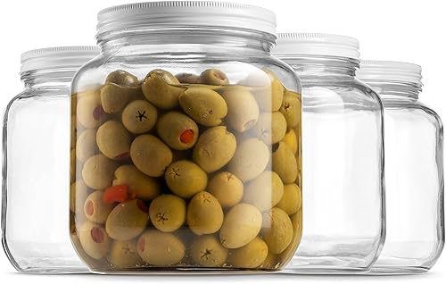 Paksh Novelty Tarro de vidrio de boca ancha de 64 onzas, paquete de 4 unidades, boca ancha, tapa hermética, aprobado por el USDA, sin BPA, apto para