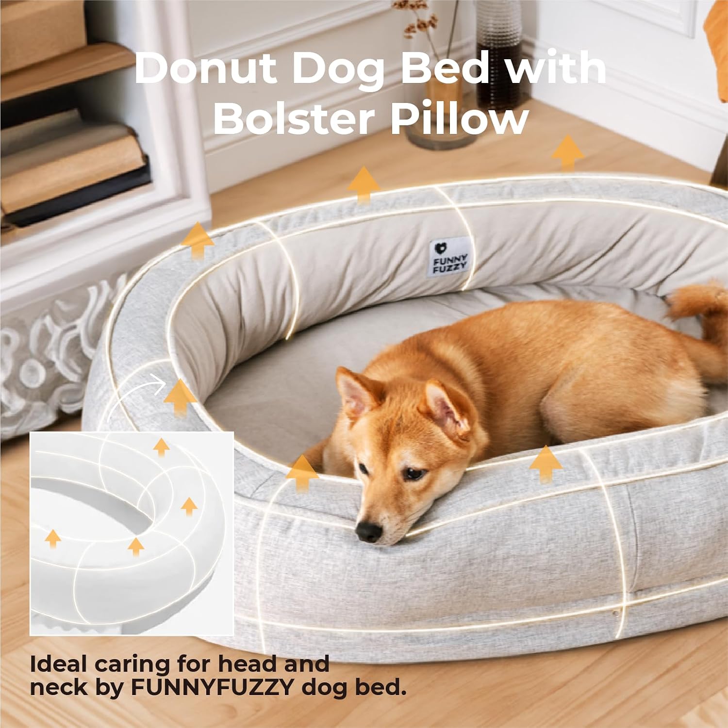 review Orthopedic Dog Beds, Medium Dogs Bed, Removable Bolster, Egg Crate Foam with Water-Proof Cover Donut Pet Bed, Non-Skid Pet Bed