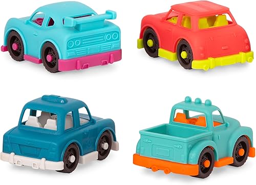 Miniatura 9 de B. toys Camión transportador de automóviles - Transportador de autos de juguete - 2 mini autos - Camiones de juguete para niños pequeños, niños - 12