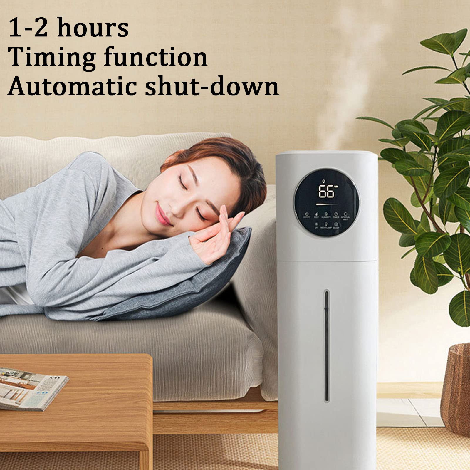 Umidificatore da pavimento con riempimento dall'alto Purificatore d'aria Silenzioso Nebulizzatore da pavimento Umidostato Diffusore di oli essenziali Modalità nebulizzazione regolabile Umidità costa