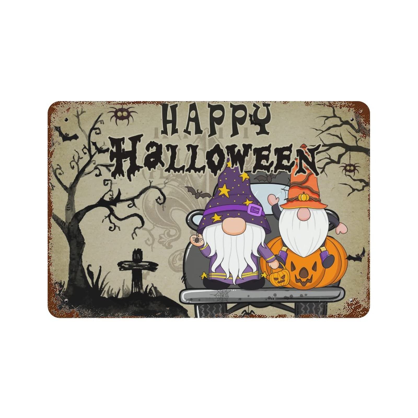 Panneau en métal Happy Halloween décoration maison hantée