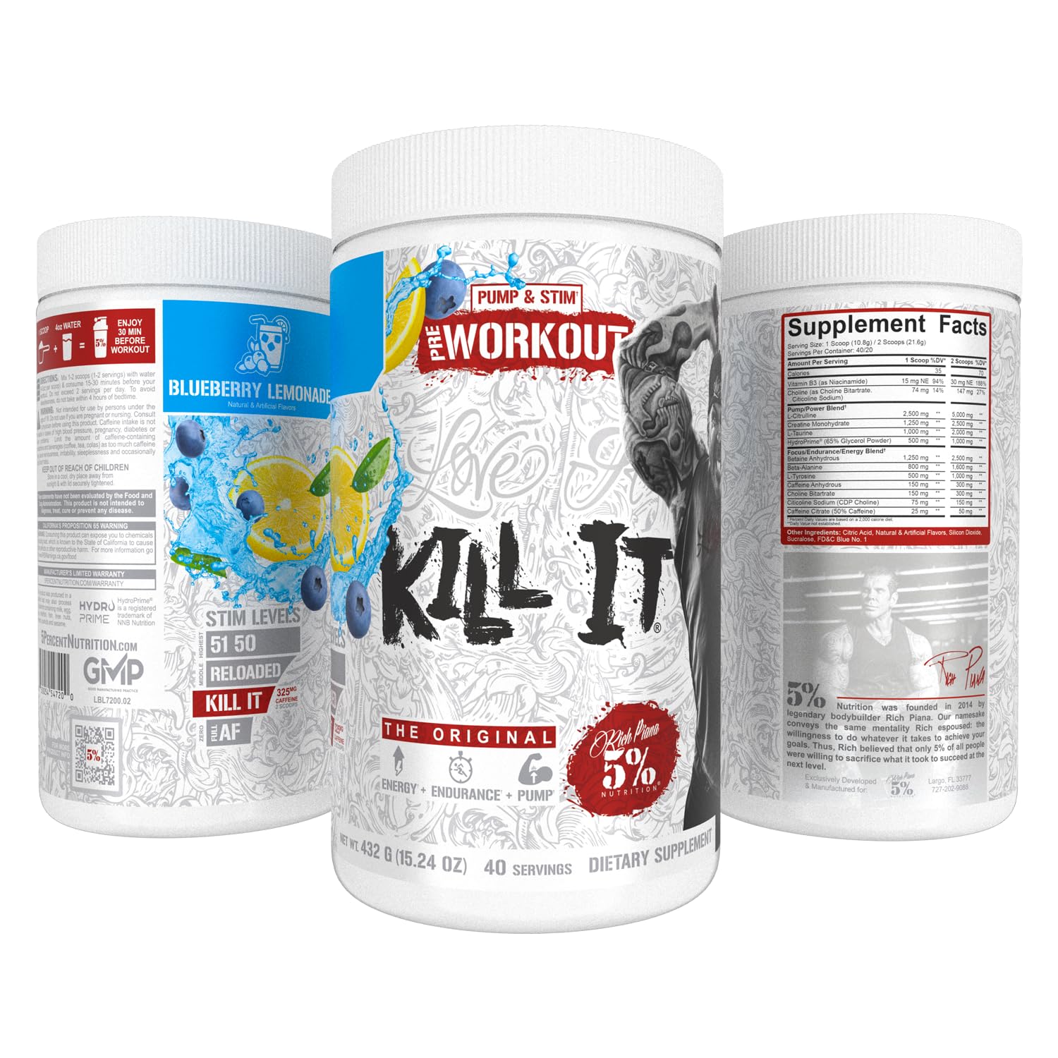 5% Nutrition Kill It Pre Workout Powder with Creatine (Blueberry Lemonade) — Amazon image 8