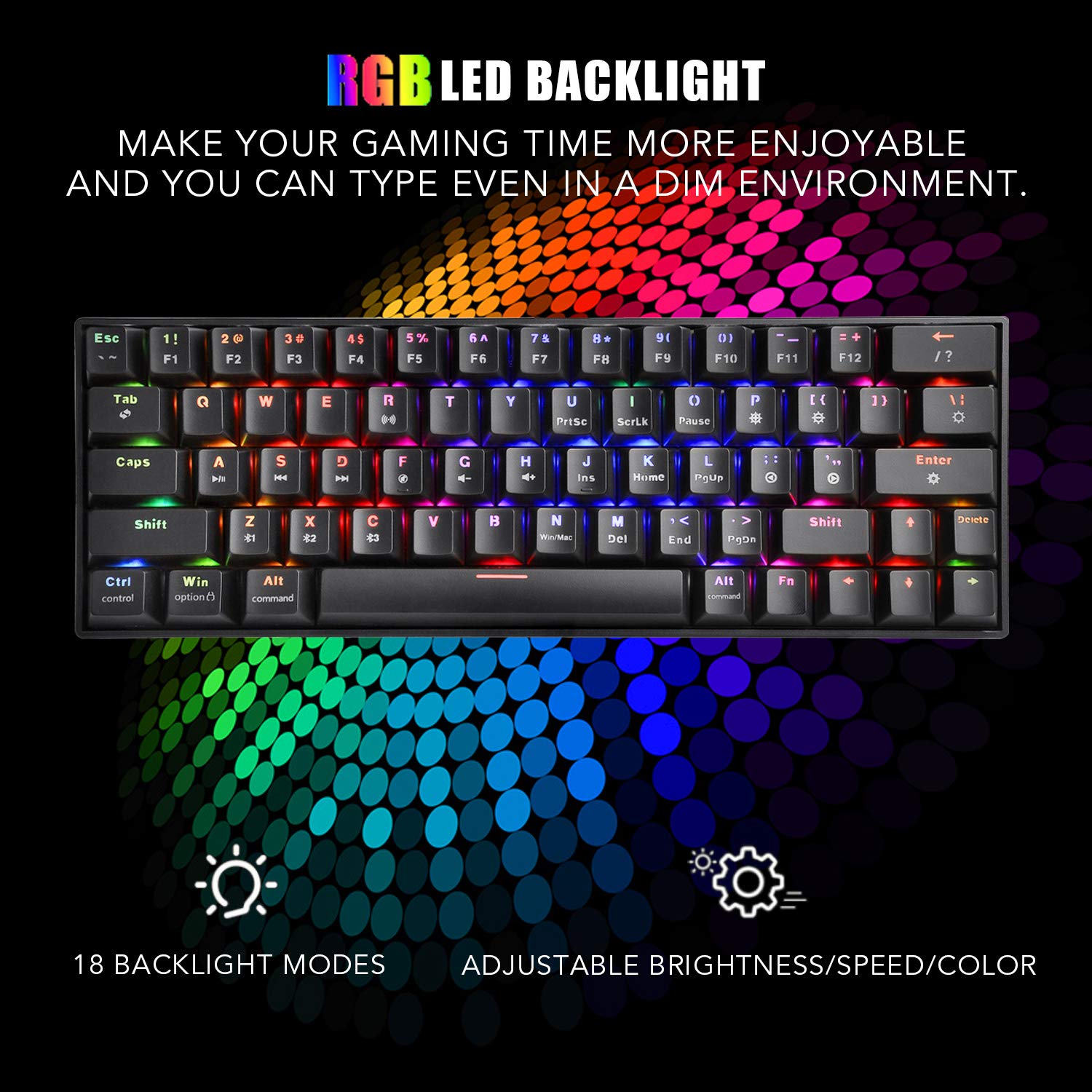 Wireless Mechanical Keyboard(Brown Switch),60 Gaming Keyboard with