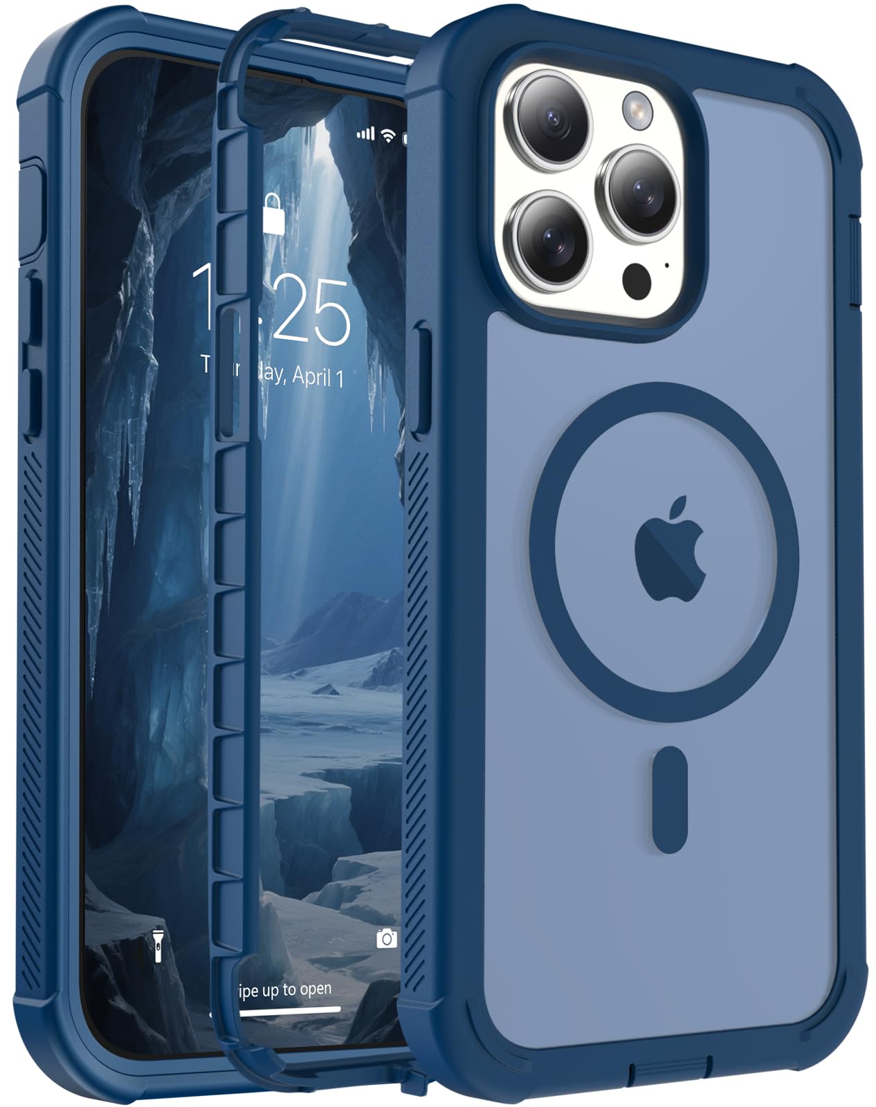 Magnetic for iPhone 14 Pro Case Heavy Duty Protection Deep Blue