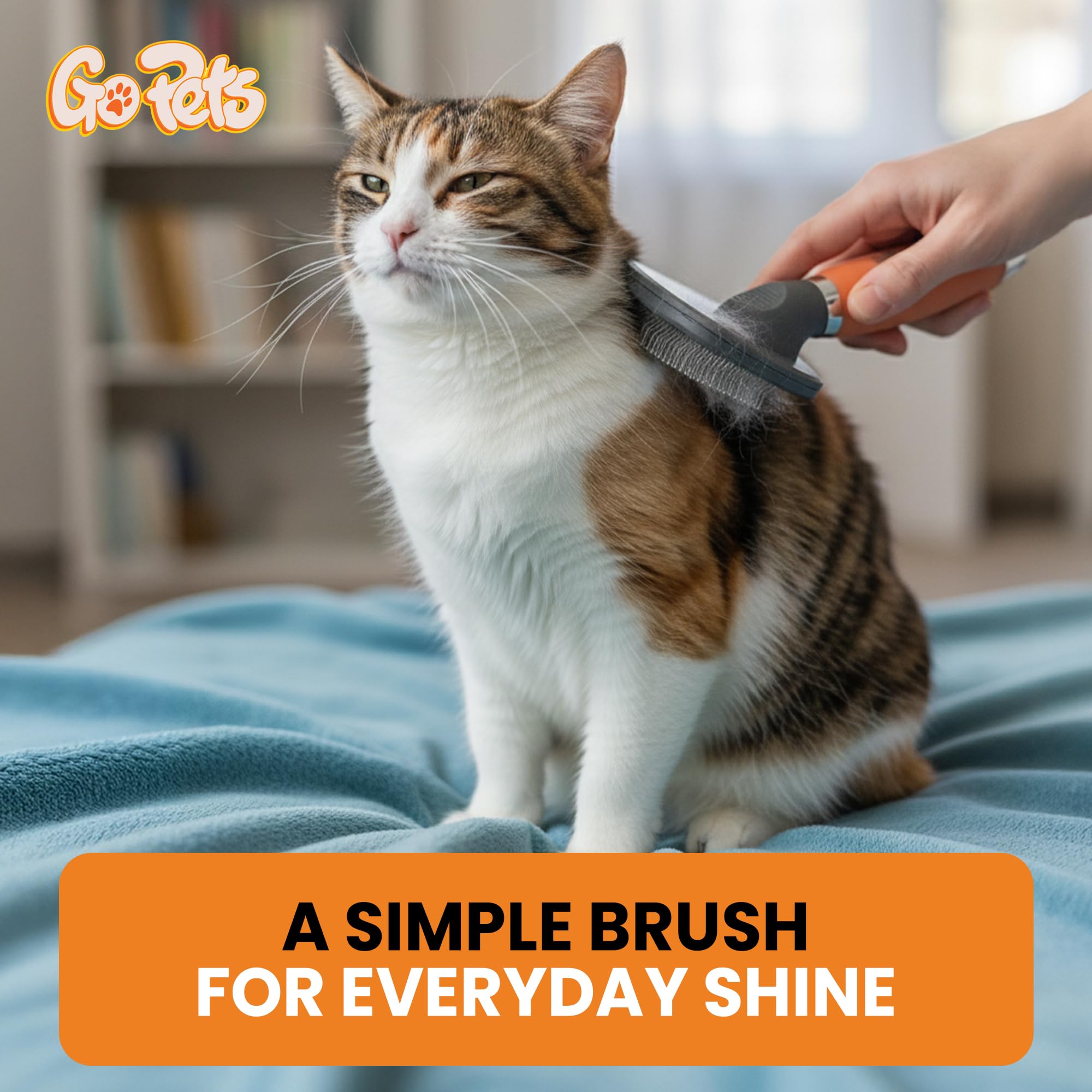 GoPets Small Pin Zupfbürste, Easy-Groom Pin Comb für Verfilzungen & Haarausfall, abgerundete Sicherheitsspitzen, Entfilzungsbürste für Kurz- & Langhaarkatzen, Hunde & pelzige Haustiere, ideal für