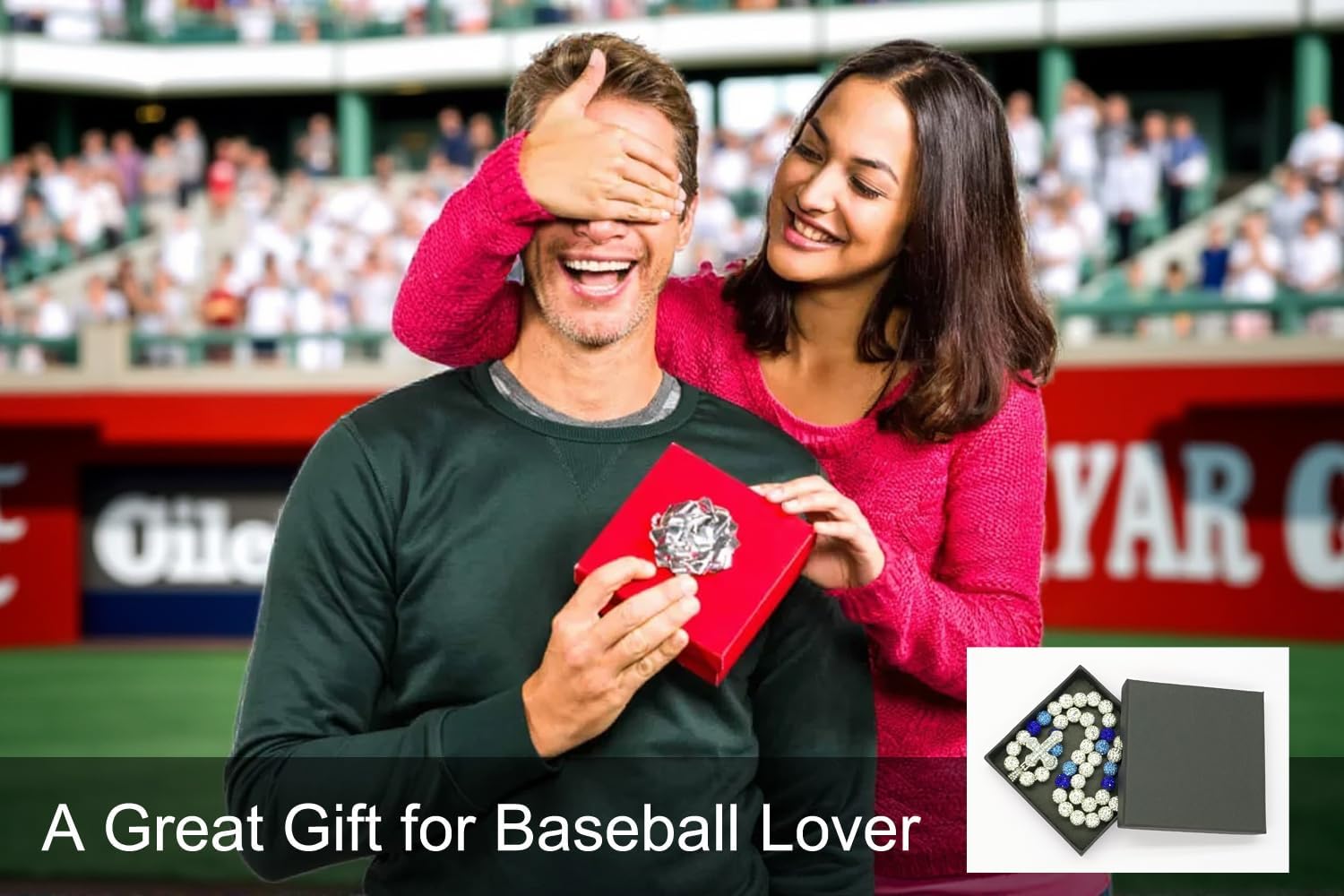 Baseball Necklace for Boys Men Bling Ice Collection Cross Pendant Necklace for Women Rhinestone Clay Beaded Discoball Accessories Gifts for Baseball Team Players Lovers - Image 6