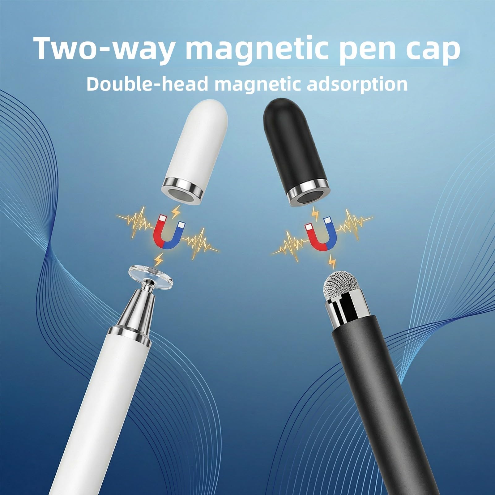 Lot de 2 stylets universels 2 en 1 pour tablette écran tactile, compatible iPad, Samsung, Huawei, blanc/noir