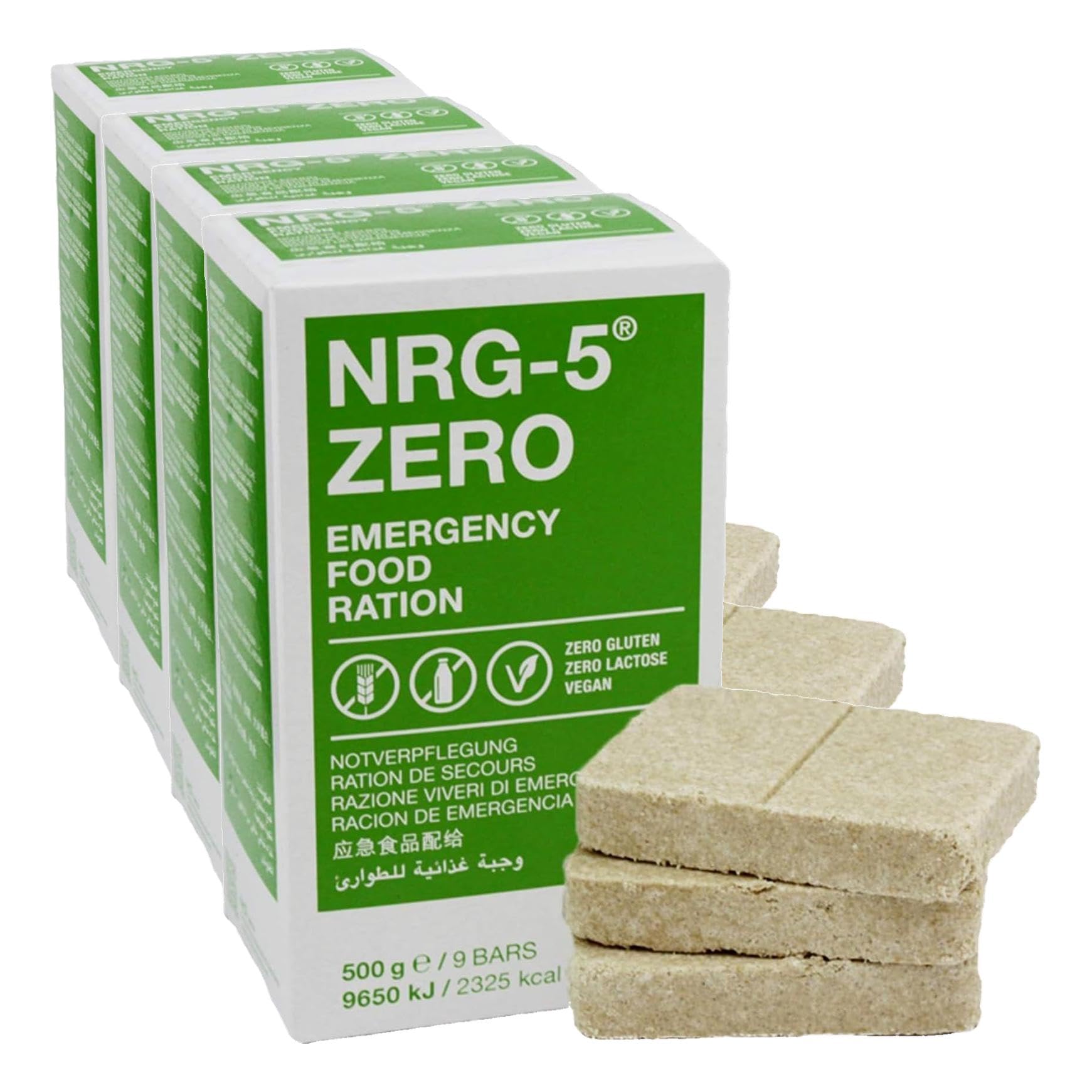 NRG-5 Emergency Food Zero Ration Alimentaire d'urgence, sans Gluten (Lot de 4)