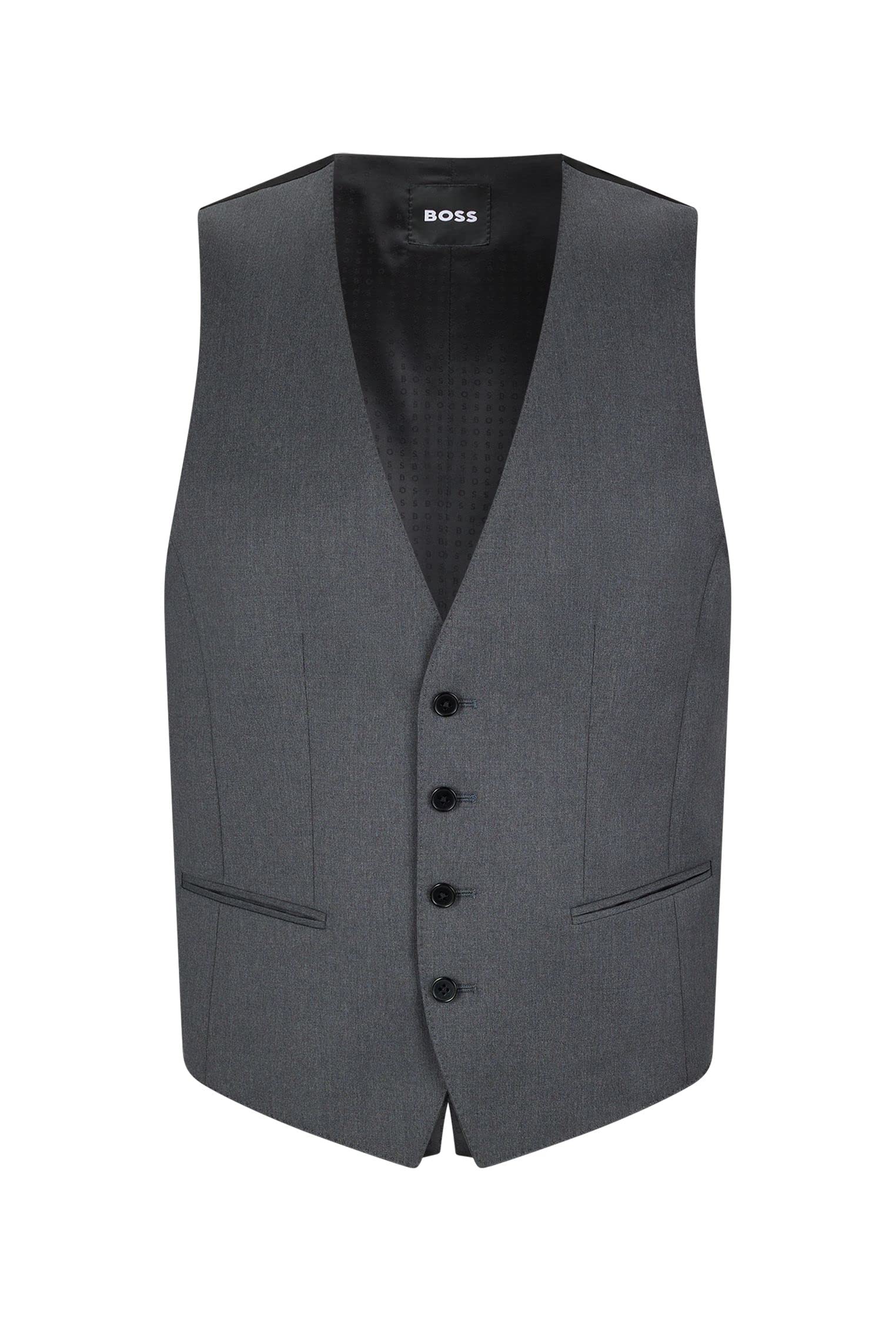 Chaleco de sarga de lana H-Huge-Vest-B1 con corte recto formal 6