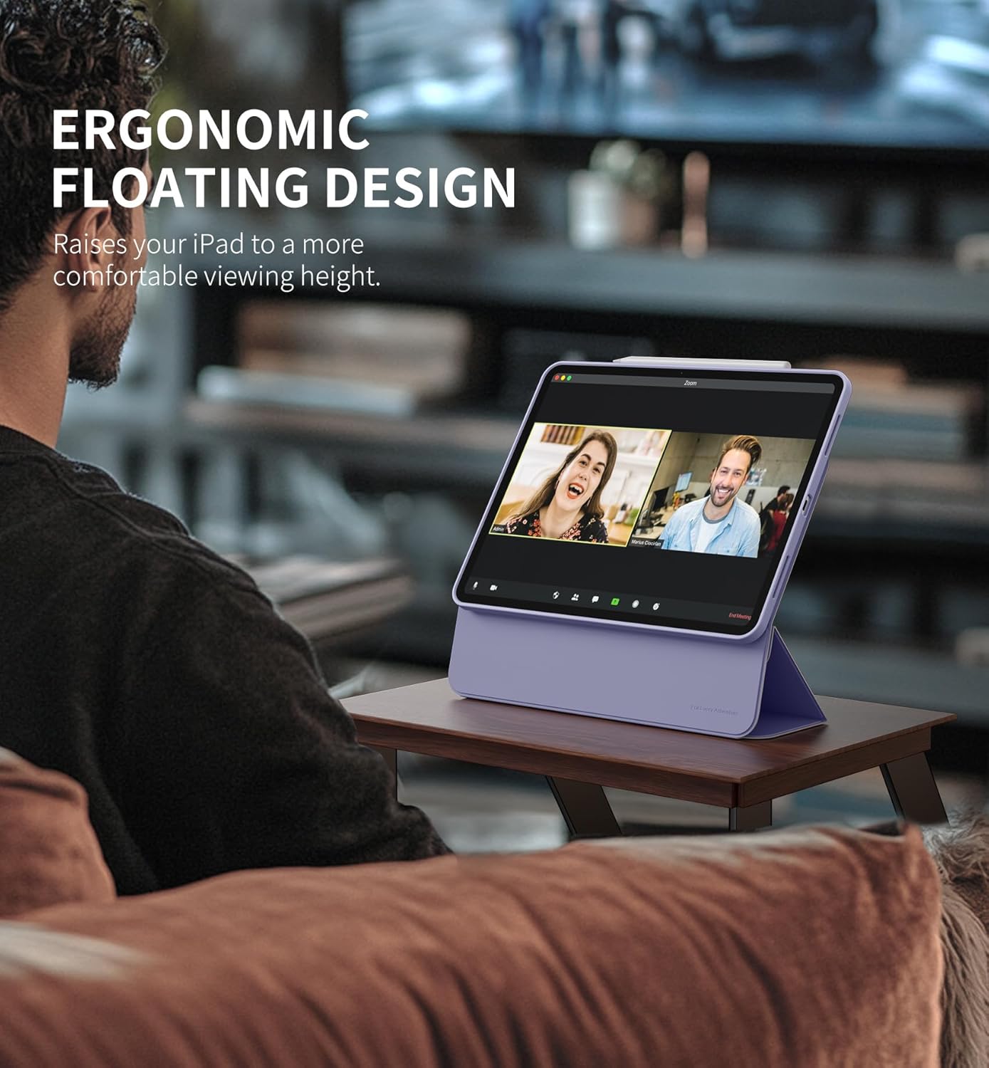 Dexnor for iPad Pro 13 Inch Case M4 2024, Magnetic Floating Removable Protective Cover Adjustable Portrait/Landscape Stand with Raised Screen View Multiple Angles Auto Sleep and Wake, Purple