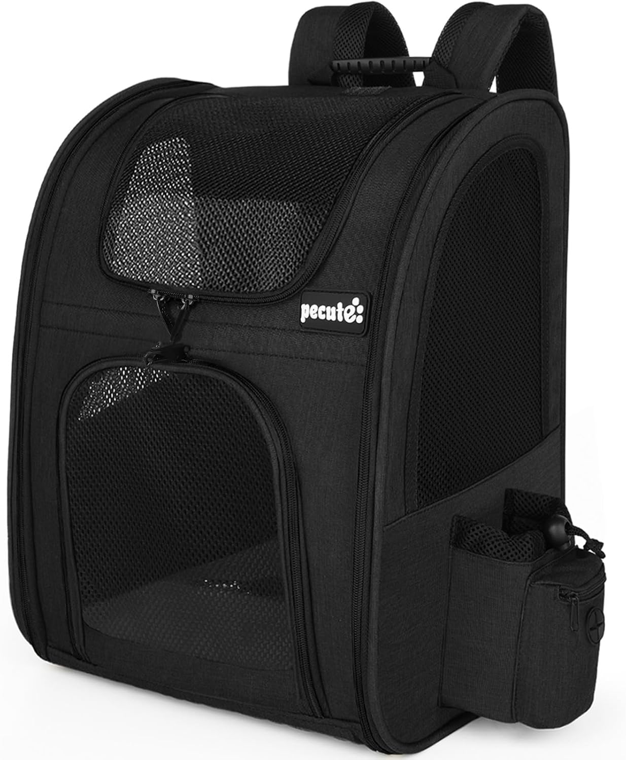 Pecute Cat Backpack, Adult Cat Backpackswith Breathable Mesh, Collapsible Small Dog Backpack, Pet Backpack with Multi-Pockets, Great for Travel Hiking Camping (Black)