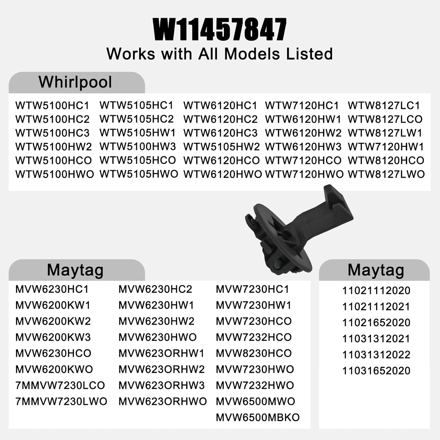 W11457841 Washer Lid Strike Compatible With Maytag Whirlpool Kenmore Washing Machine Replacement For Door Strike