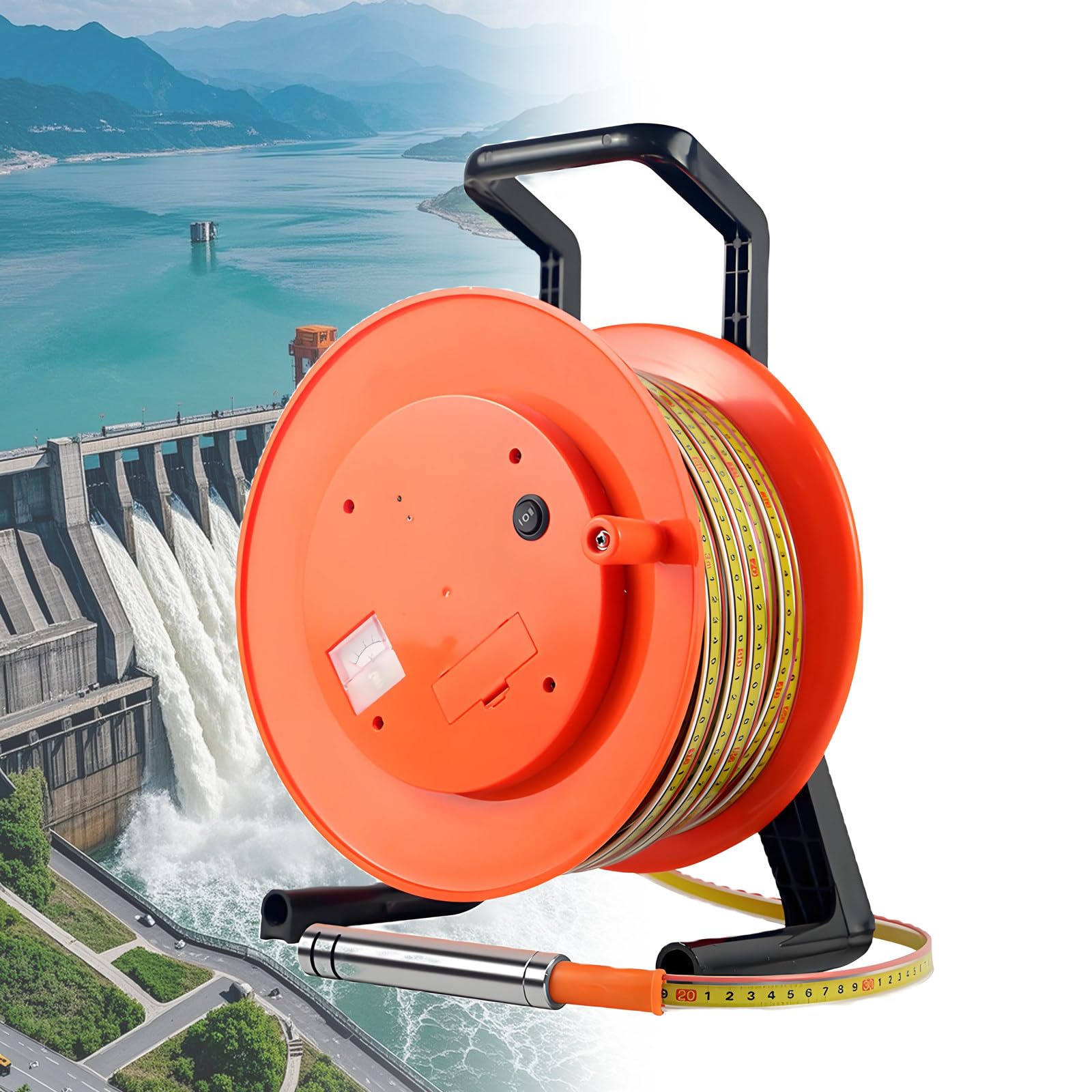 YNIYUJKL Groundwater Level Meter, Stainless Steel Probe Water Depth Measuring Instrument With Tape For Wells Boreholes Reservoirs Pipes 150M,50m