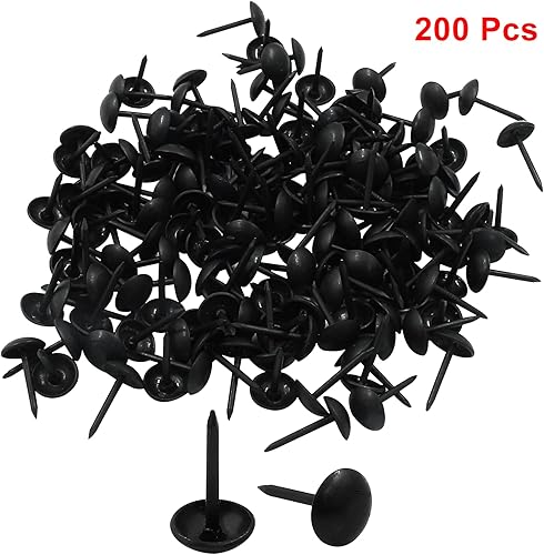 Miniatura 7 de Hitefu 200 tachuelas de tapicería negras para muebles tapizados, tablero de corcho, sofá, proyectos de bricolaje o decoración del hogar, tachuelas