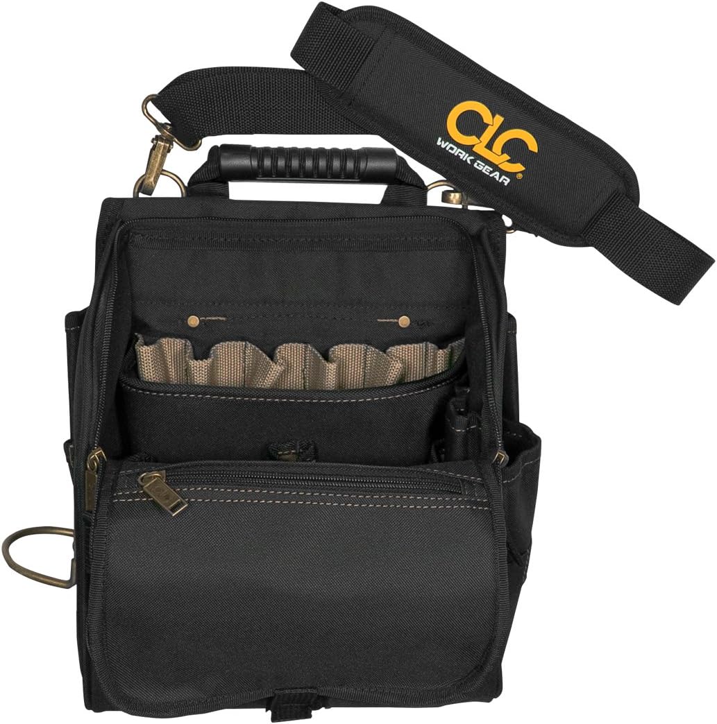 CLC Custom Leathercraft 1509 Zippered Professional Electricians Tool Pouch, 21 Pocket , Black - Electrician Tool Pouch - 