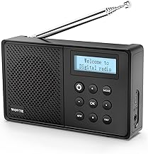 WOVTE DAB+ Digital Radio - Portable, Rechargeable & Mains Powered with Bluetooth, 40 Presets, LED Display, Alarm Clock, Sleep Timer & Headphone Socket