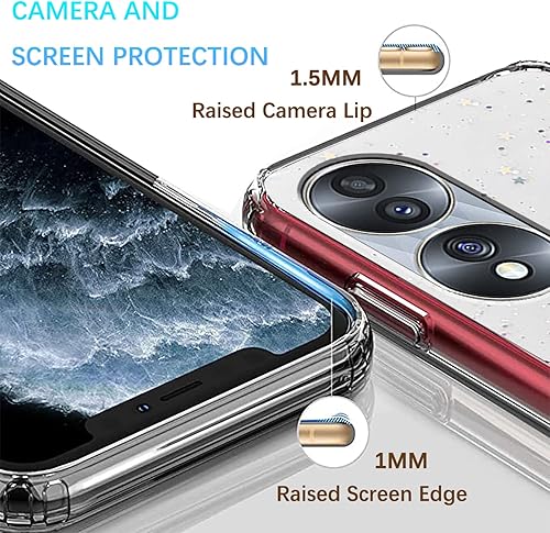 Miniatura 9 de Funda compatible con Honor 70 con purpurina verde transparente, funda para teléfono Honor 70, funda protectora delgada de silicona transparente de