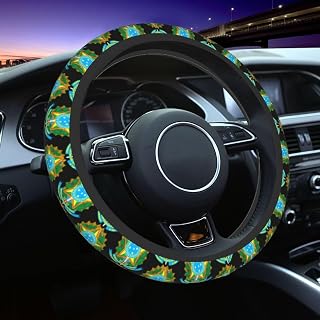 Coat of Arms of Brazil Car Elastic Steering Wheel Cover, Universal 15 Inch, Anti-Slip Absorbing Sweat Wheel Protector for Cars Trucks Suvs