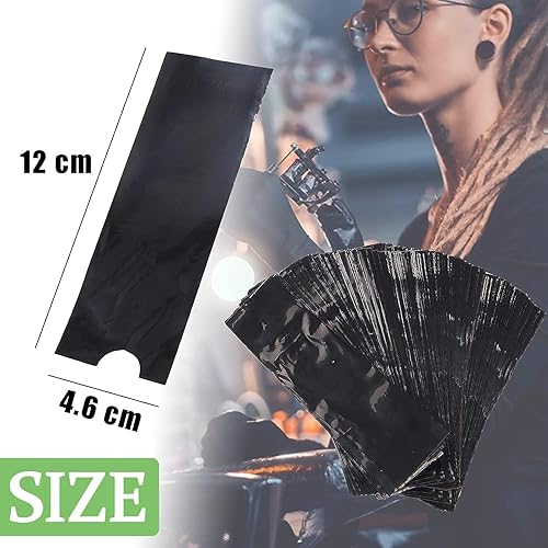 Miniatura 2 de Cubiertas para máquina de bolígrafos de tatuaje y cinta de agarre, 200 fundas para bolígrafos de máquina con 4 piezas de cinta de agarre de 2 x 5