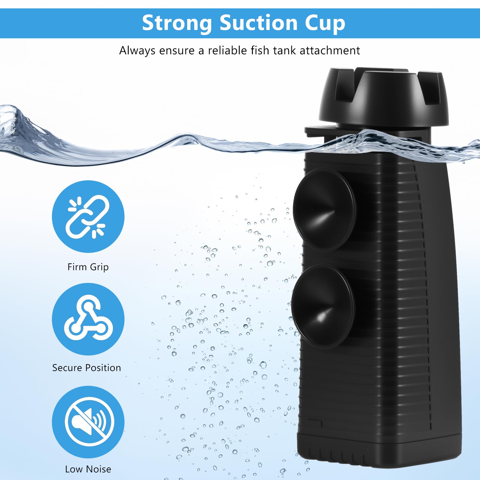 300 L/H 3 W Aquarium Skimmer para acuarios, peceras de superficie, filtro de acuario con esponja orgánica y ventosas, skimmer superficial, eliminador de película de aceite, adecuado para agua — view 6