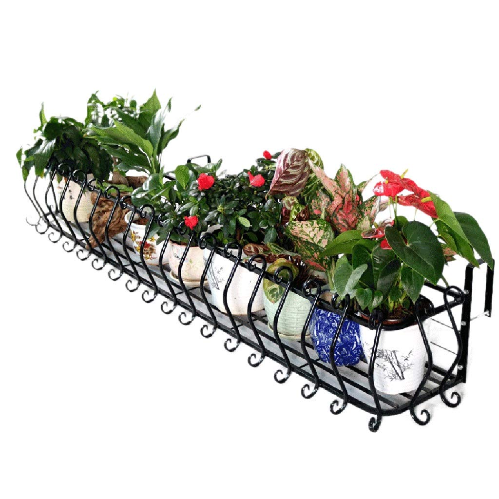Portavasi Da Muro In Ferro Battuto Nero - 50x30x20 Cm, Fioriera Per Giardino, Balcone E Soggiorno
