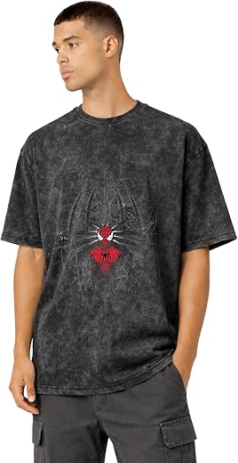 Klyra Club Spider Printed 100% Cotton Bio-Wash | Round Neck | Half Sleeve | Stylish Tshirt for Mens - Pack of 1 | Oversize...