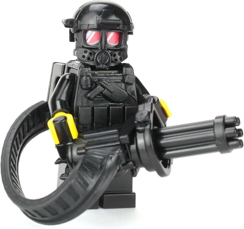 Battle Brick 1.6 Inches Tall Custom Heavy Gunner Minigun Soldier Collectible Minifigure | Genuine Military Minifig | Head Printed in USA | Great Gift for Teen to Adult