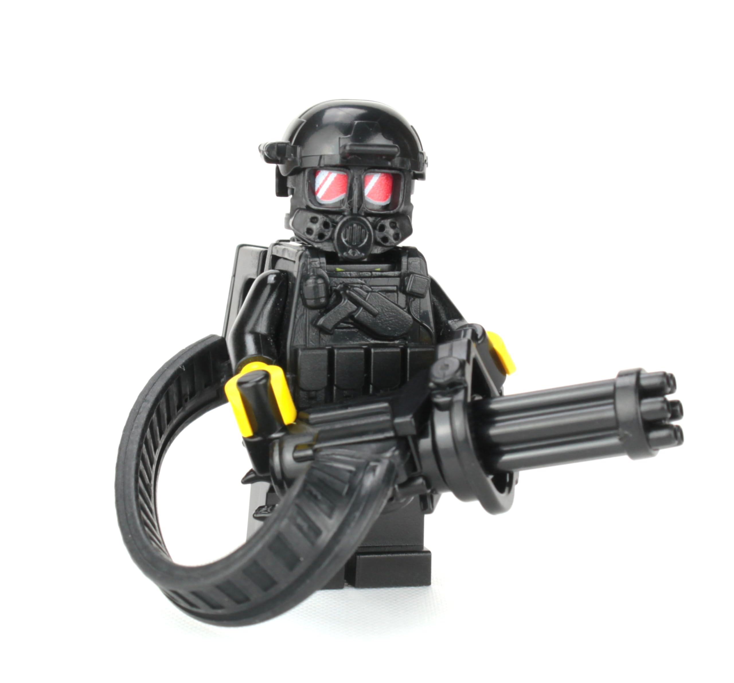 Battle Brick 1.6 Inches Tall Custom Heavy Gunner Minigun Soldier Custom Minifigure | Genuine Military Minifig | Head Printed in USA | Great Gift for