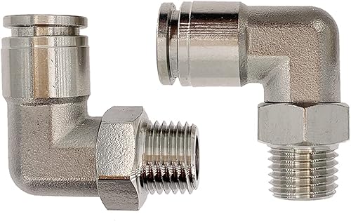 Vista 18 de 5 piezas neumáticas de acero inoxidable 304 codo macho de 1/4 pulgadas de tubo OD x 1/4 pulgadas NPT rosca empujar para conectar accesorios de aire
