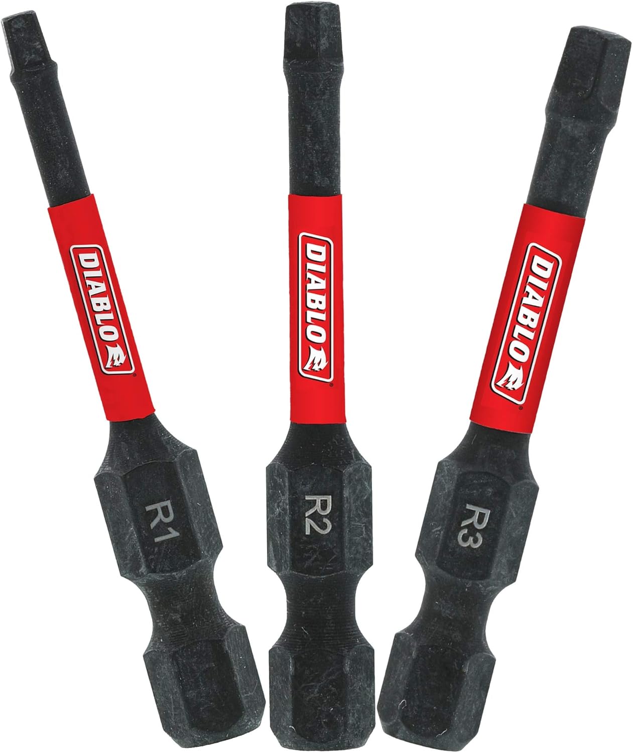 Diablo Square Drive Bit Assorted Pack with Torque Design for Durability and Impact Resistance - Optimized Tip, Laser Engraved Bit Type - 2" Length - DSQV2-S3