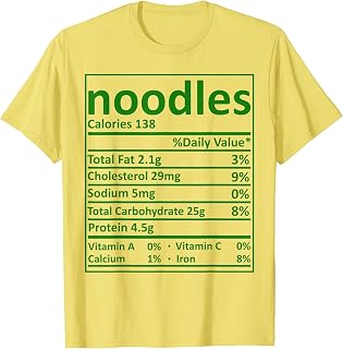 Noodles Nutrition Thanksgiving Costume Food Facts Christmas T-Shirt