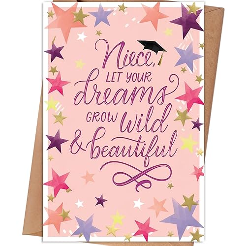 Niece Graduation Card, Inspirational Let Your Dreams Grow Wild Beautiful