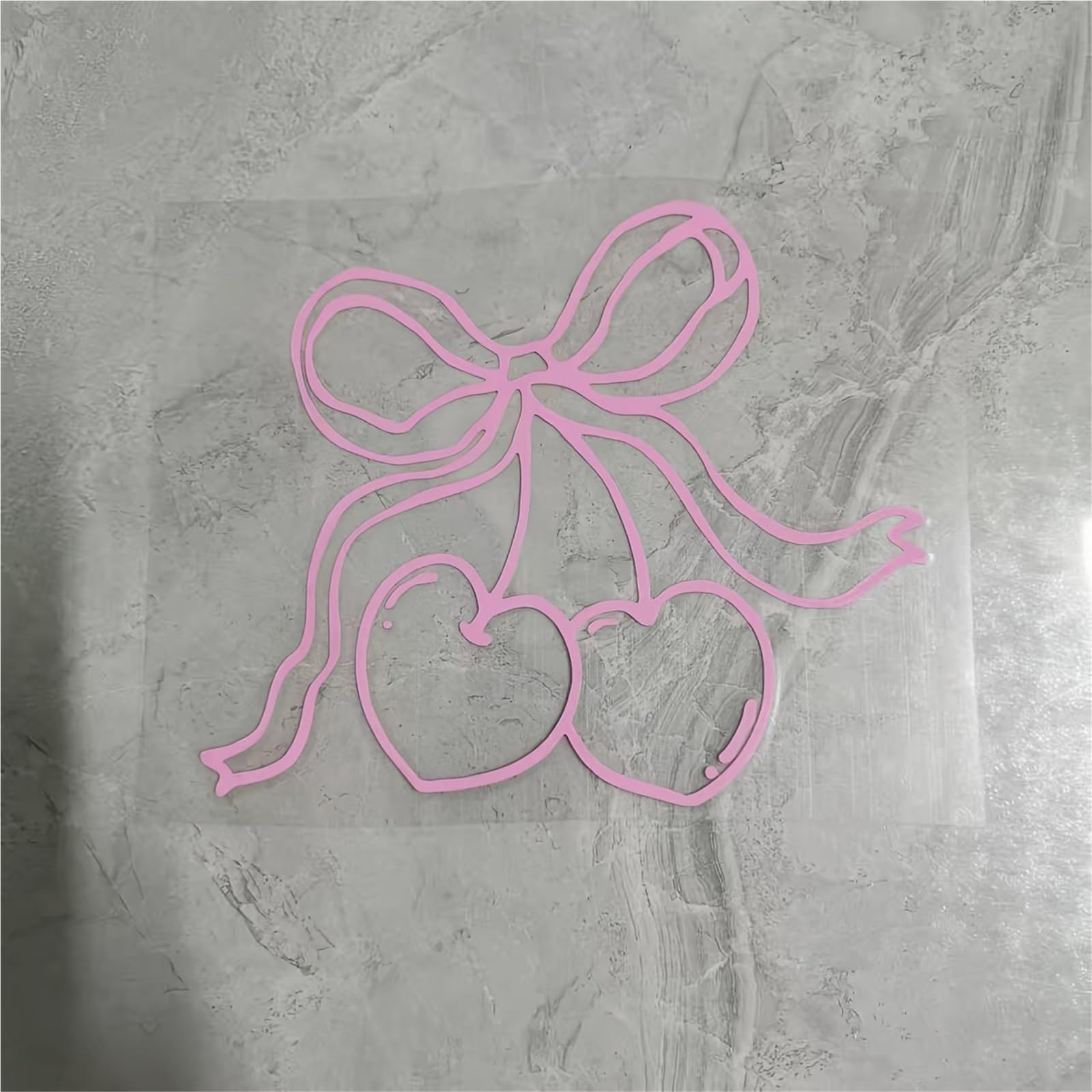 HAfgDJ 1pc Bow Cherry Heart Sticker, Waterproof Self-Adhesive Decal for Car Window Motorcycle