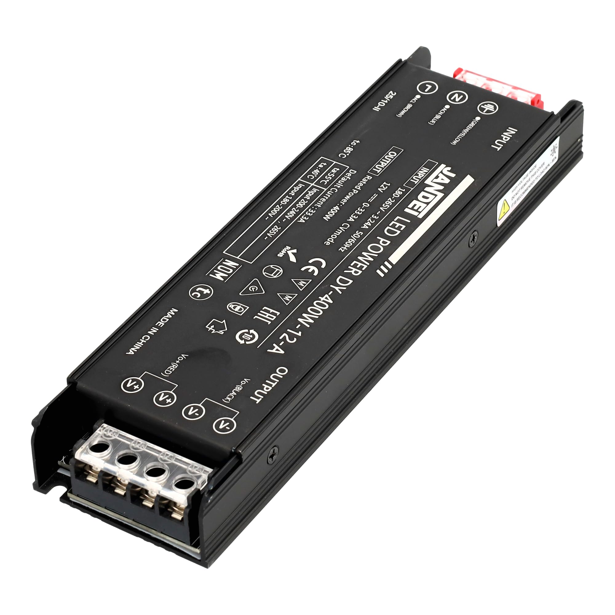 Jandei - Alimentatore trasformatore compatto 110/220 V AC a 12 V DC 400 W 33,33 A, installazione interna IP20 per striscia LED, neon o dispositivi a bassa tensione